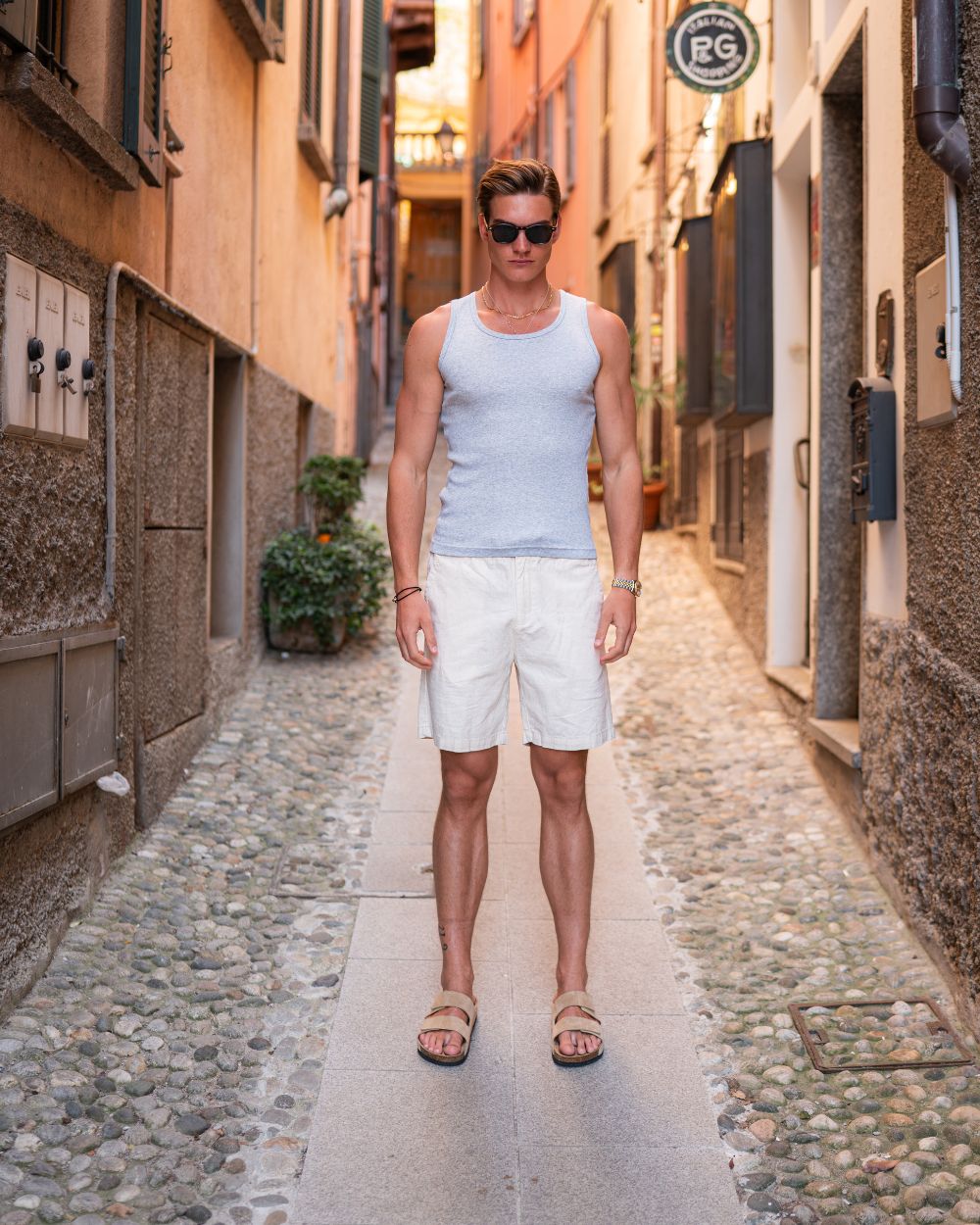 Thor Beige Vlas Shorts Til Sommer