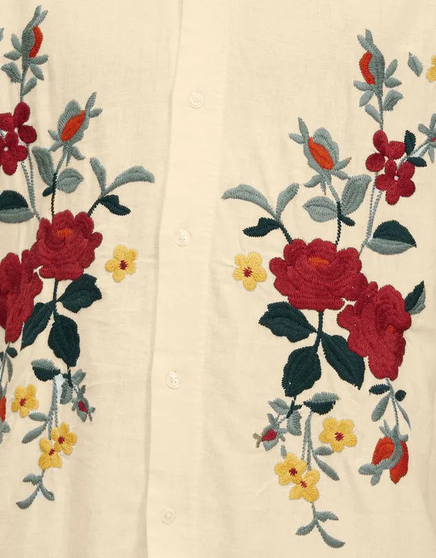 Victor – Sommerbluse Med Borduurbloemen