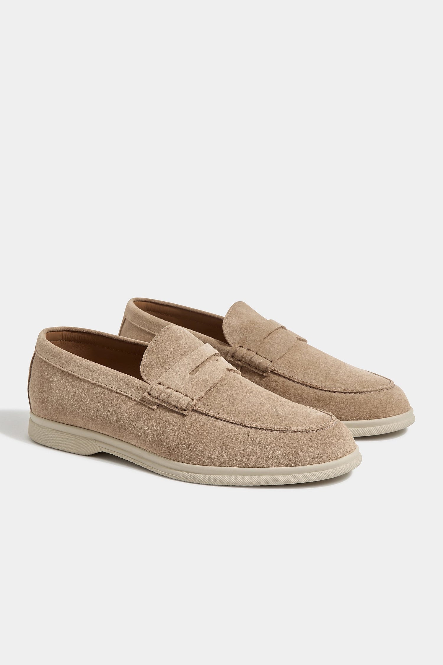 Beige Penny Loafers Med Komfort