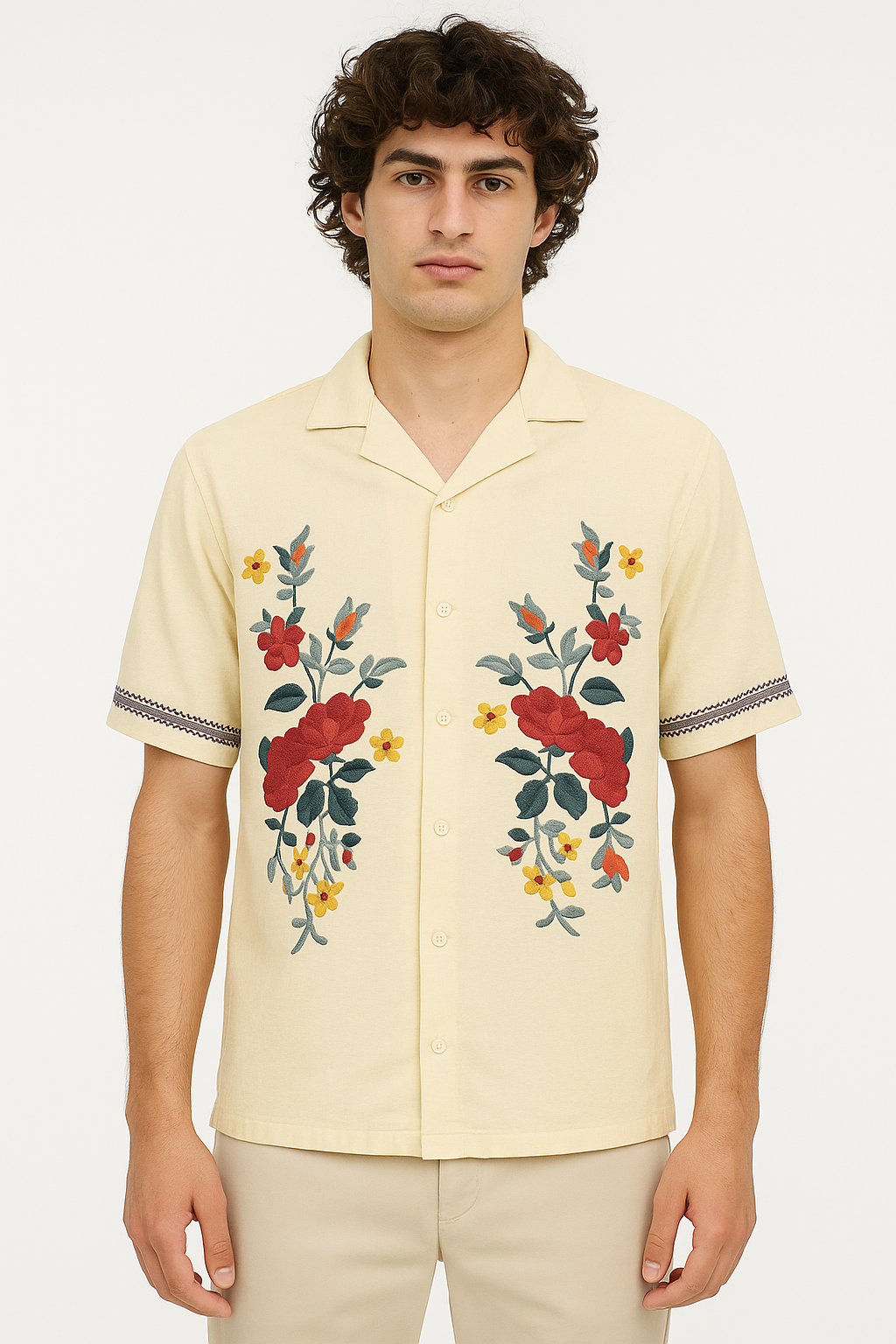 Victor – Sommerbluse Med Borduurbloemen