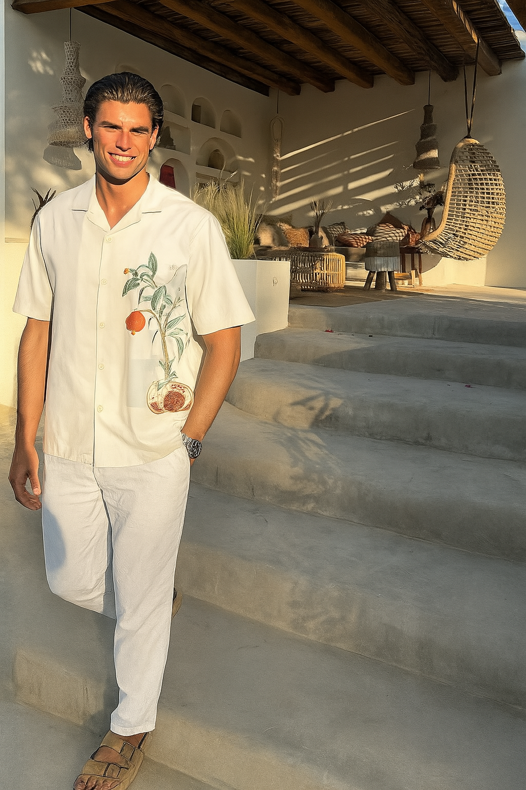 Christian – Lette Sommerbluse Med Perlemorsknapper