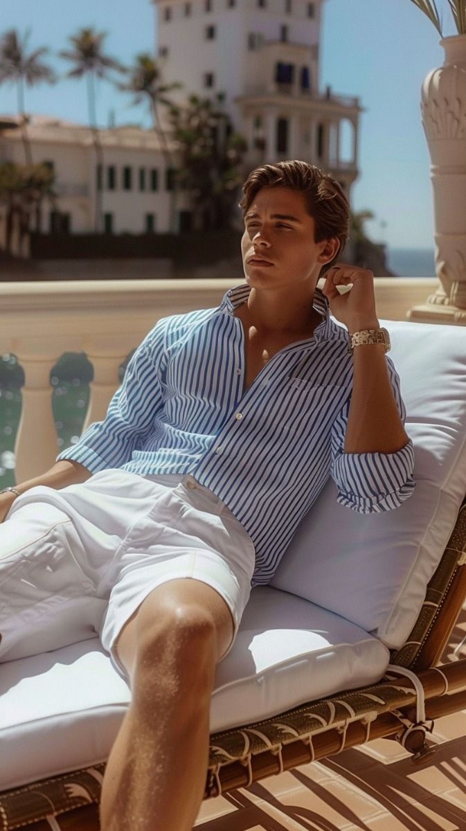 Elegant Blåstribet Herre Skjorte Sommerlook