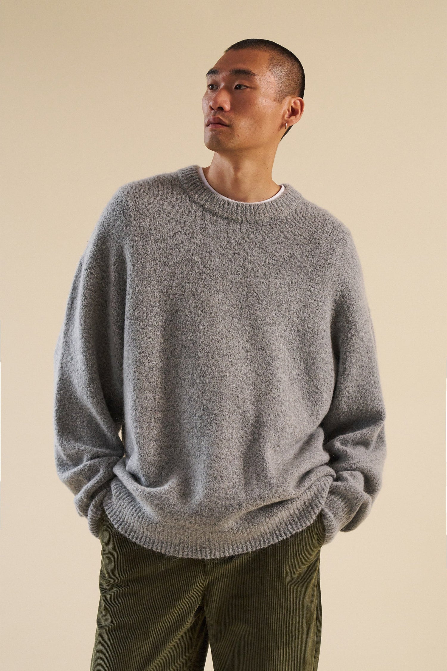 Grå Mohair Sweater Til Herre