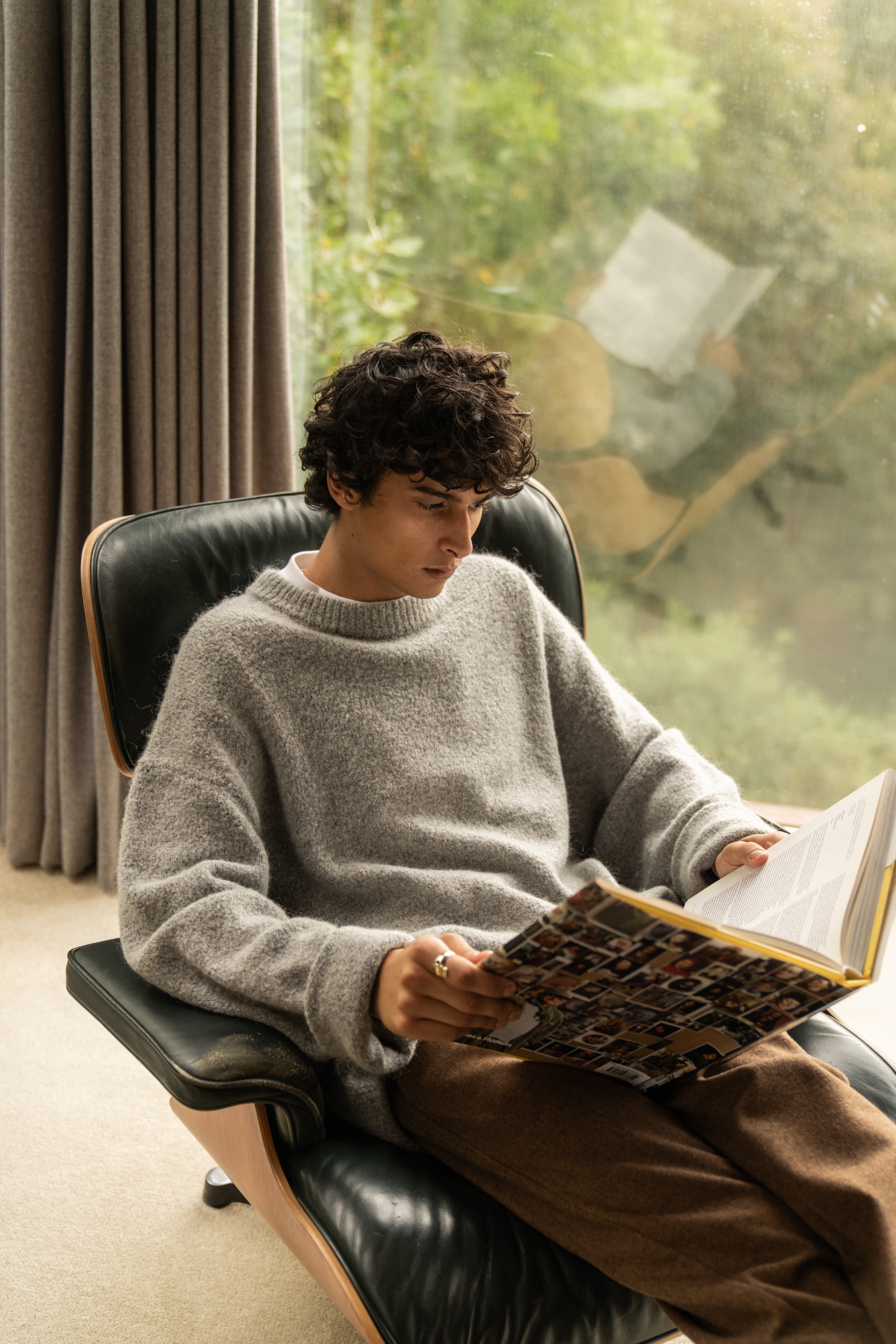 Grå Mohair Sweater Til Herre