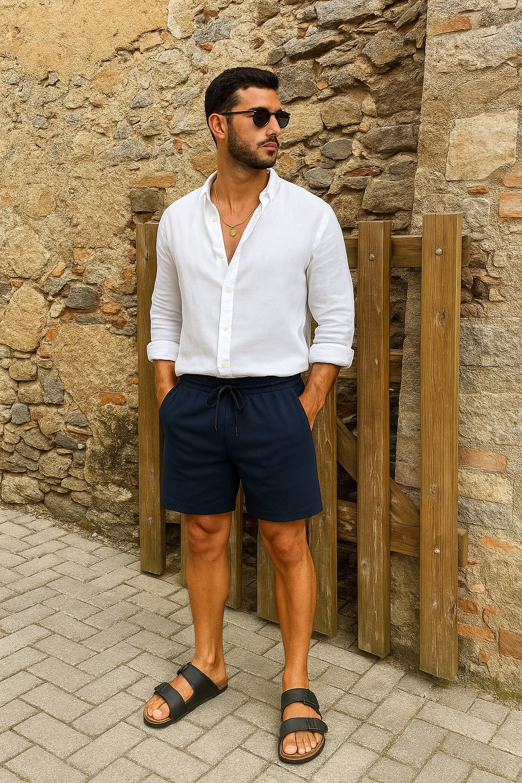 Marineblå Sommer Shorts – Plisseret Talje