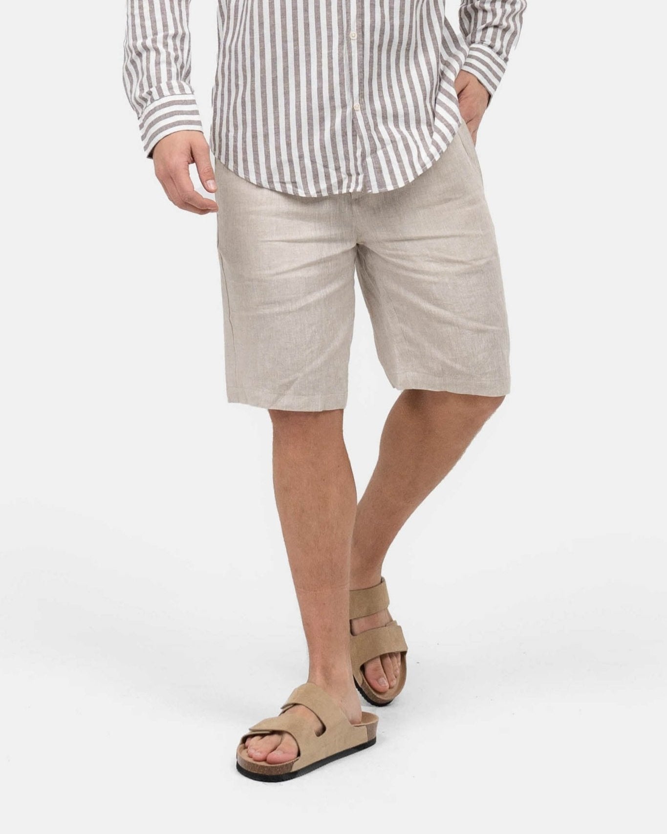 Thor Beige Vlas Shorts Til Sommer