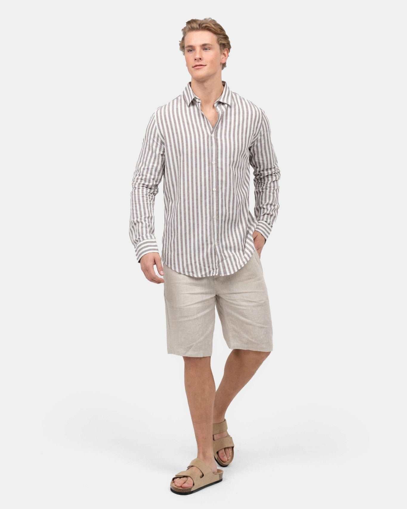 Thor Beige Vlas Shorts Til Sommer