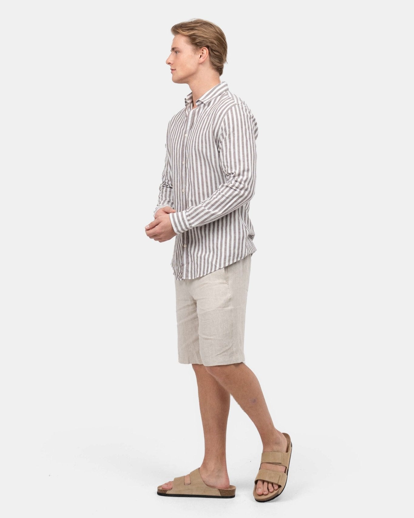 Thor Beige Vlas Shorts Til Sommer
